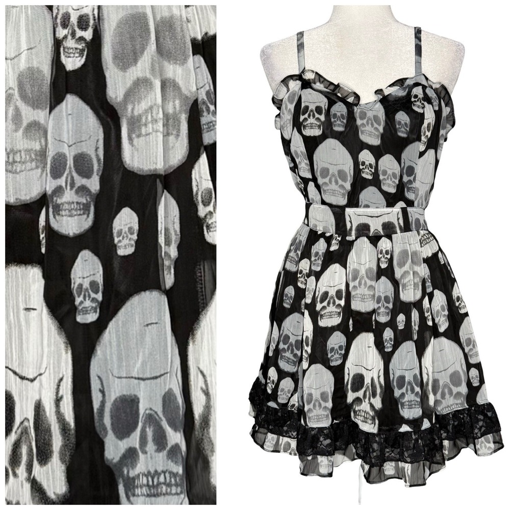 Tripp NYC Black and White Skull Print Mini Dress